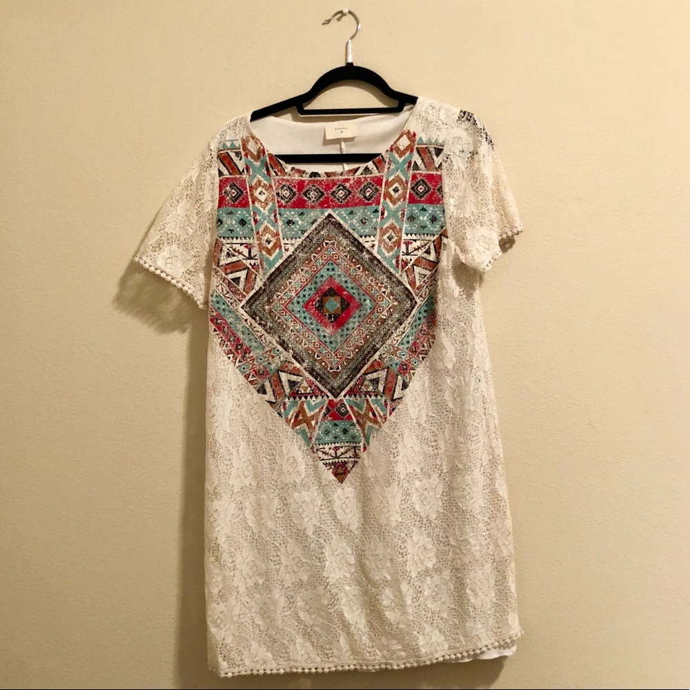 Everly Lace tribal shift dress